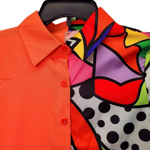 Women Floral Patchwork Print Shirt Long Sleeve Button Down Casual Blouse X-Small - Picture 5 of 9